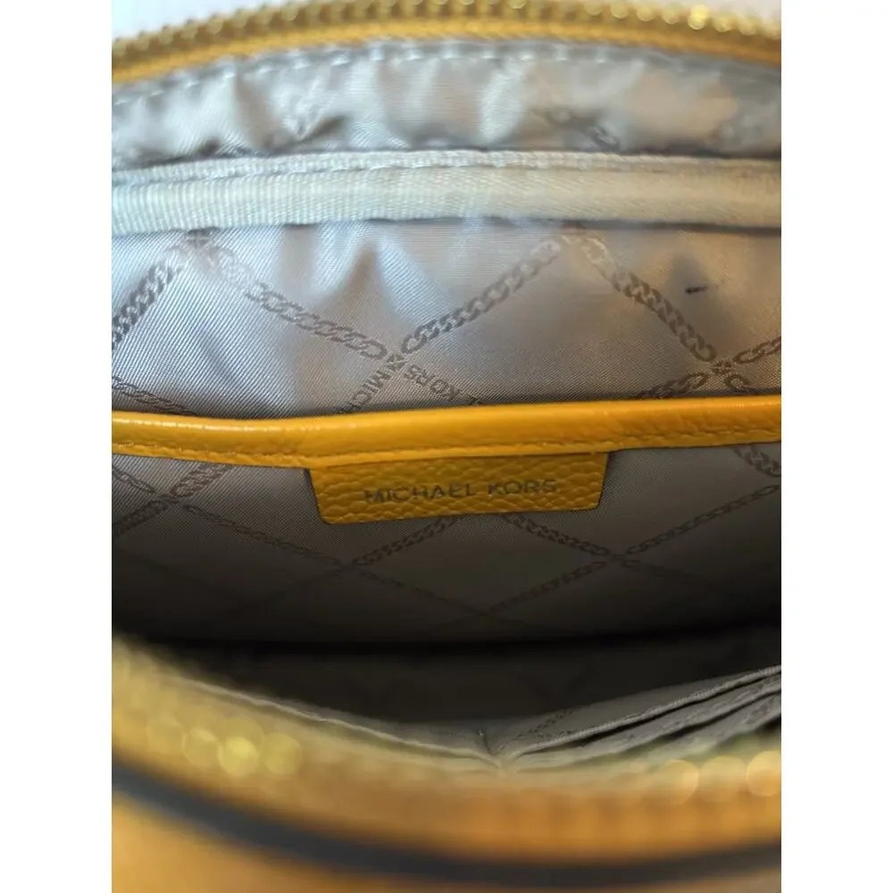 Michael Kors Jet Set Charm East West Camera Crossbody Yellow Leather Purse